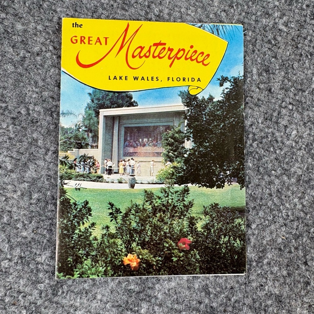 VTG 50s Great Masterpiece Fold-Out Postcard Brochure‎ Lake Wales FL Mosaic